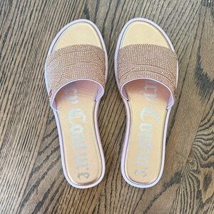 Juicy Couture Women's Pink and Tan Slide Sandals